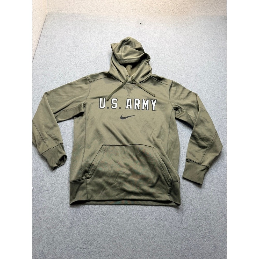 Nike Dri-FIT US Army Hoodie Mens Medium Olive Green Pullover Sweatshirt